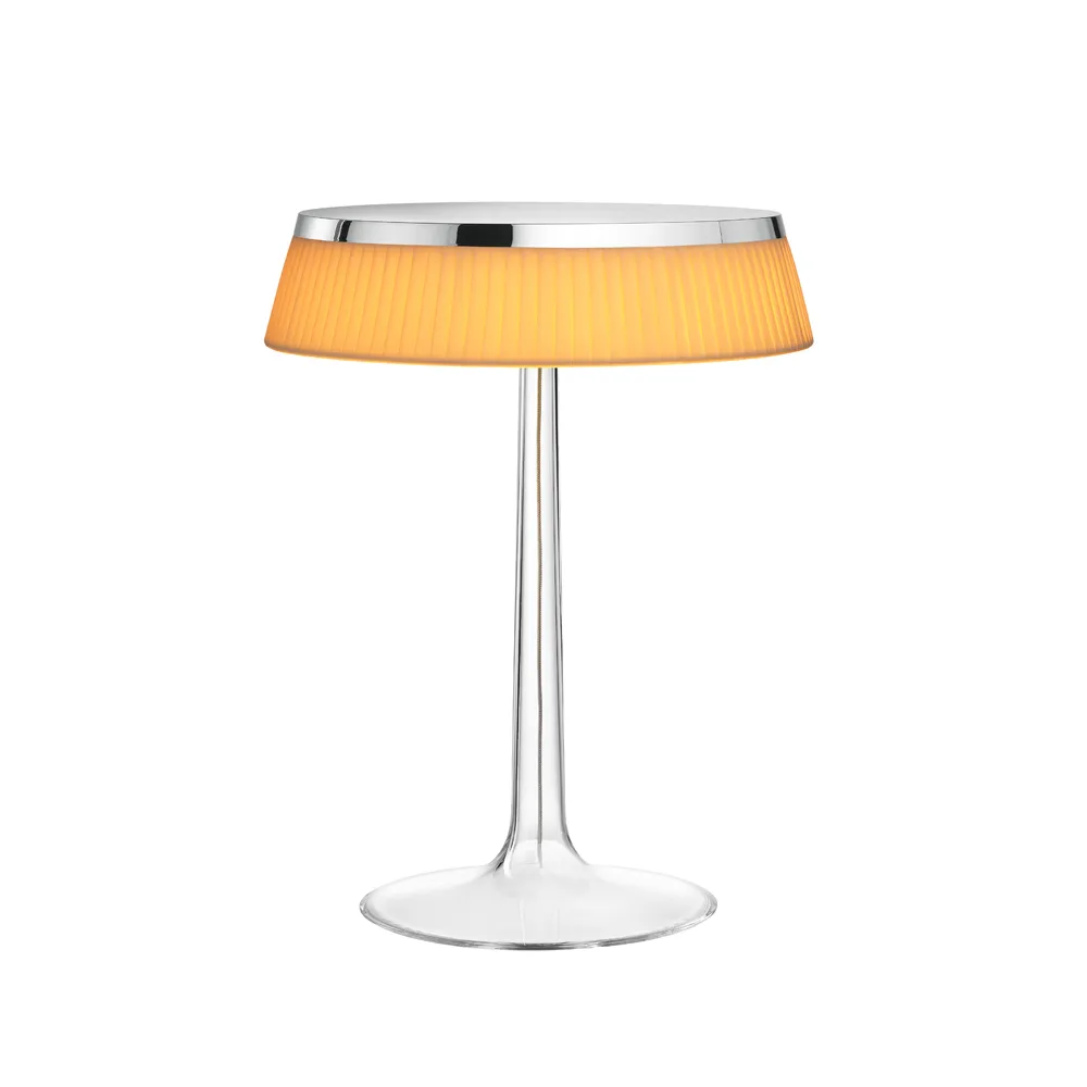 Lampada da tavolo Bon Jour T, Chrome-soft tessuto paralume Flos