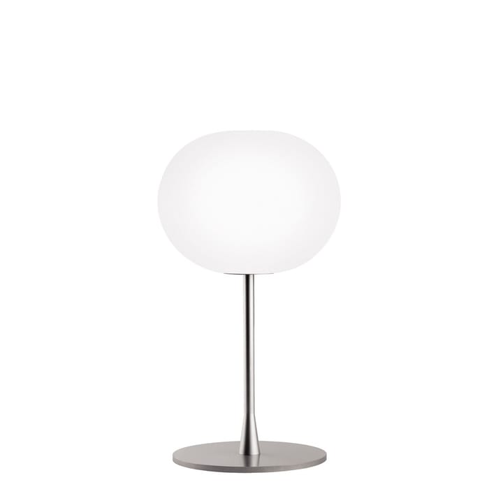 Lampada da tavolo Glo-ball T1 - Vetro opalino bianco - struttura argentata opaca - Flos