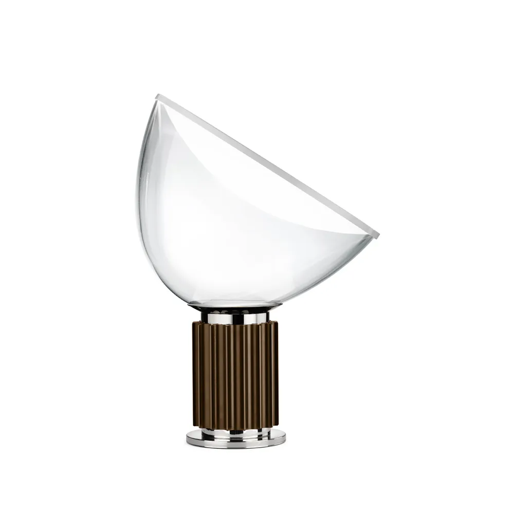 Lampada da tavolo Taccia Small LED 48,5 cm, Campana in vetro bronzato Flos