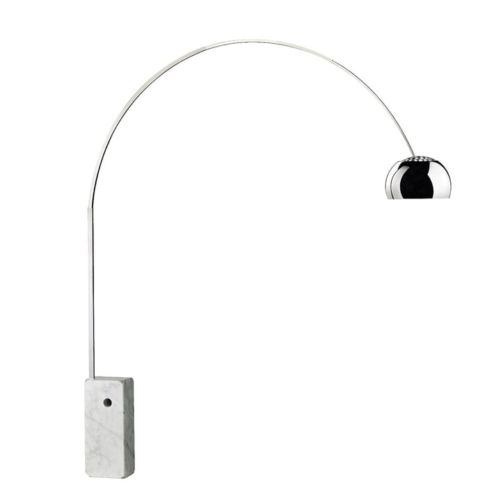 Lampada da terra Arco - Gamba cromata in marmo di Carrara - Flos