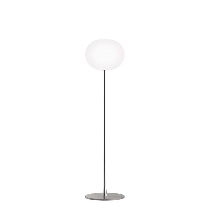 Lampada da terra Glo-ball F1 - Vetro opalino bianco - supporto argento opaco - Flos