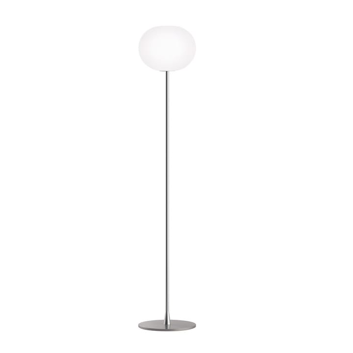 Lampada da terra Glo-ball F2 - Vetro opalino bianco - supporto argentato opaco - Flos