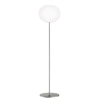 Lampada da terra Glo-ball F3 - Vetro opale bianco - struttura opaca argento - Flos