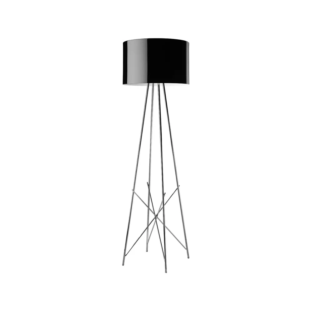 Lampada da terra Ray F2, Nero-cromo Flos