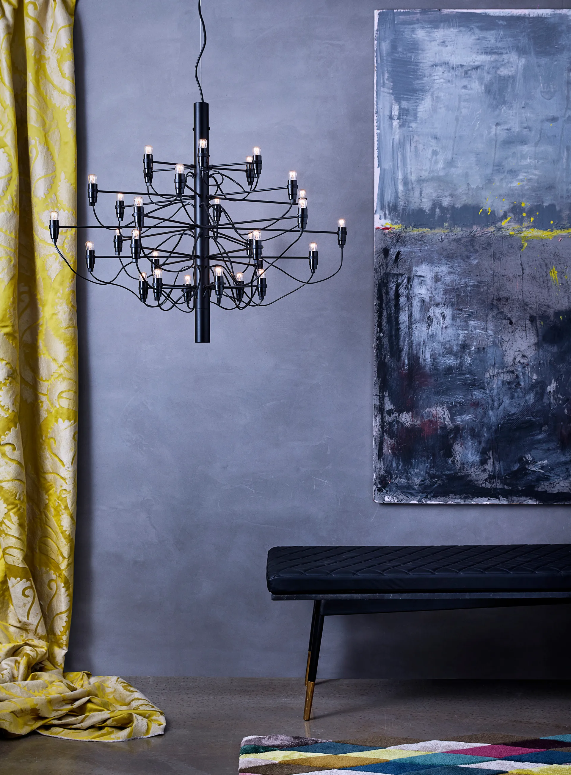 Lampadario 2097 Sarfatti, Nero opaco 30 lampade Flos