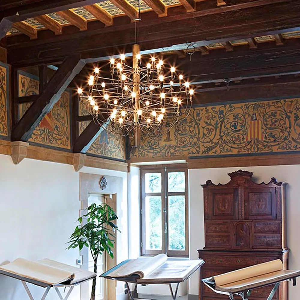 Lampadario 2097 Sarfatti, Ottone 50 lampade Flos