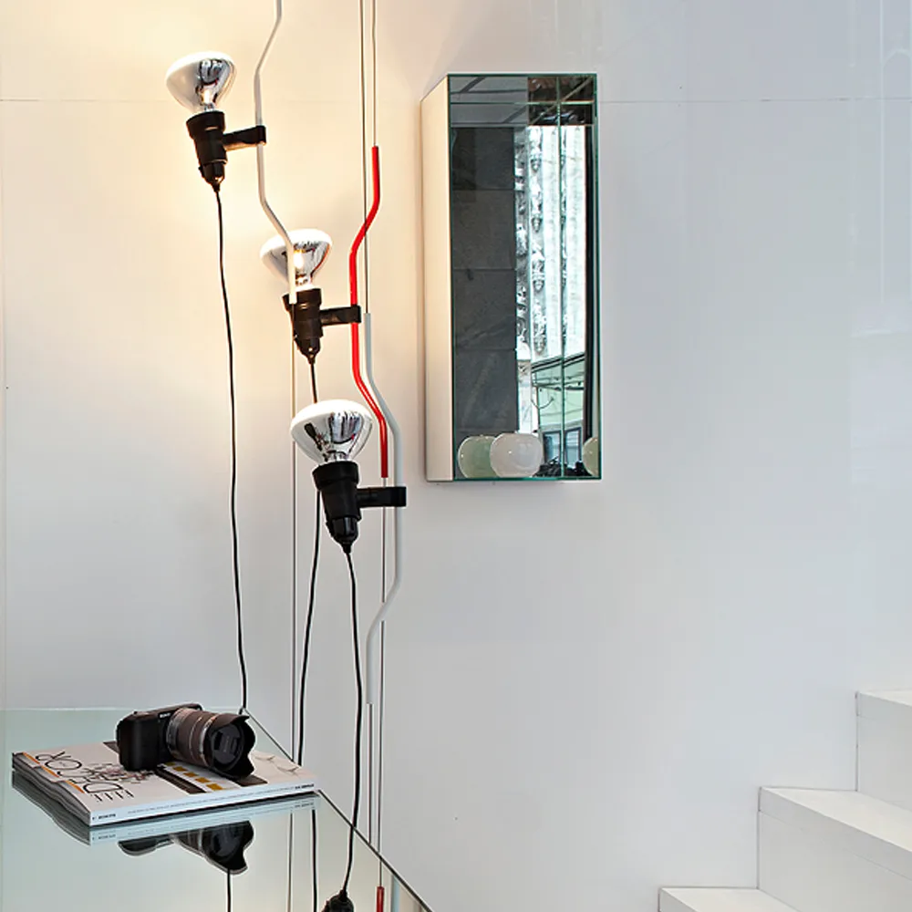 Parentesi lampada da pavimento e da soffitto dimmerabile, Rosso Flos