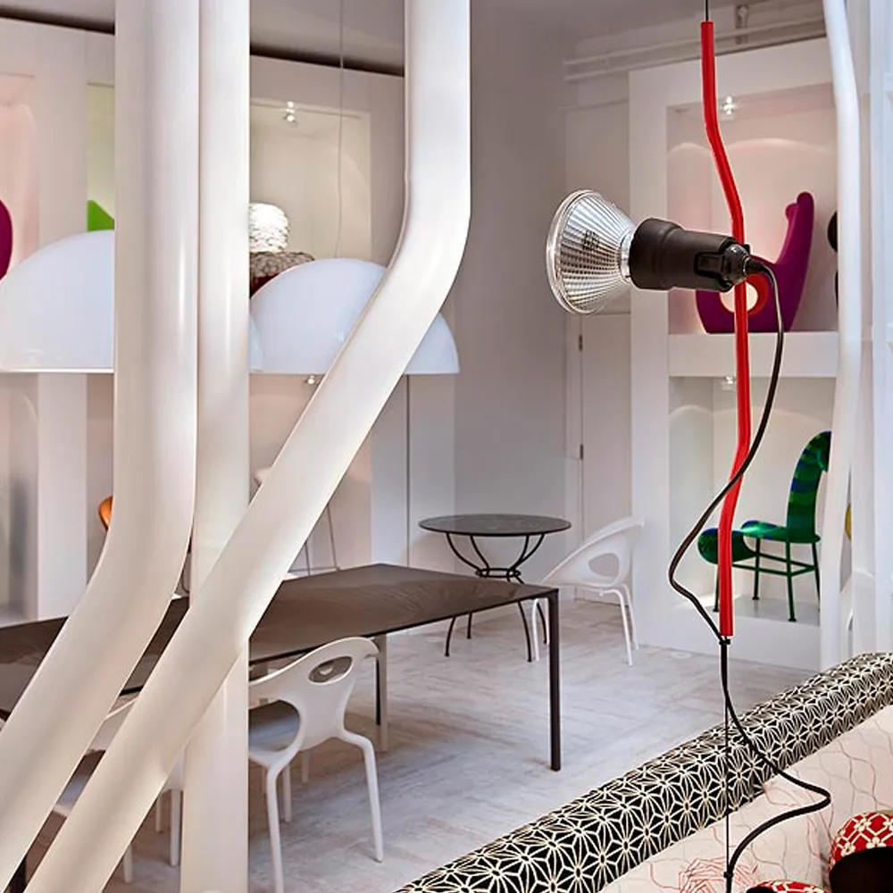 Parentesi lampada da pavimento e da soffitto dimmerabile, Rosso Flos