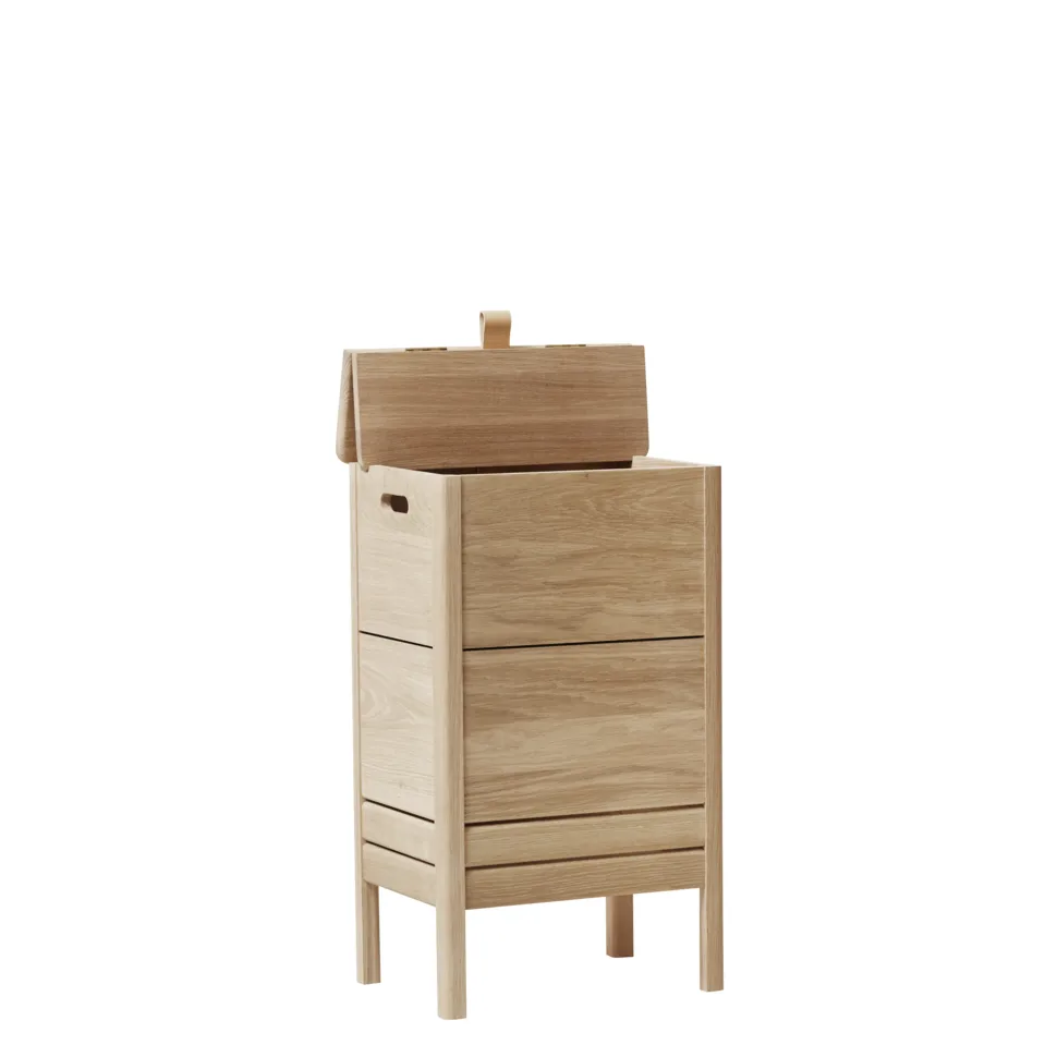 Cesto portabiancheria A Line, Rovere bianco Form & Refine