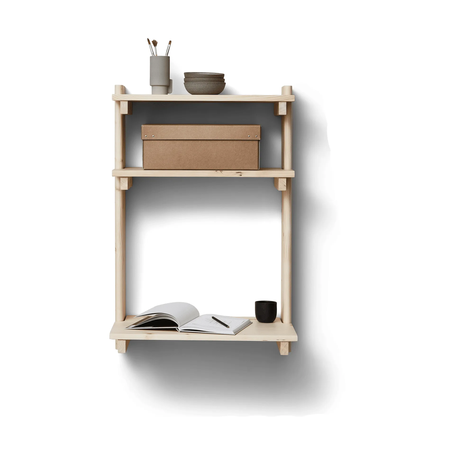 Mensola da parete con scrivania Beam, Legno di pino Form & Refine