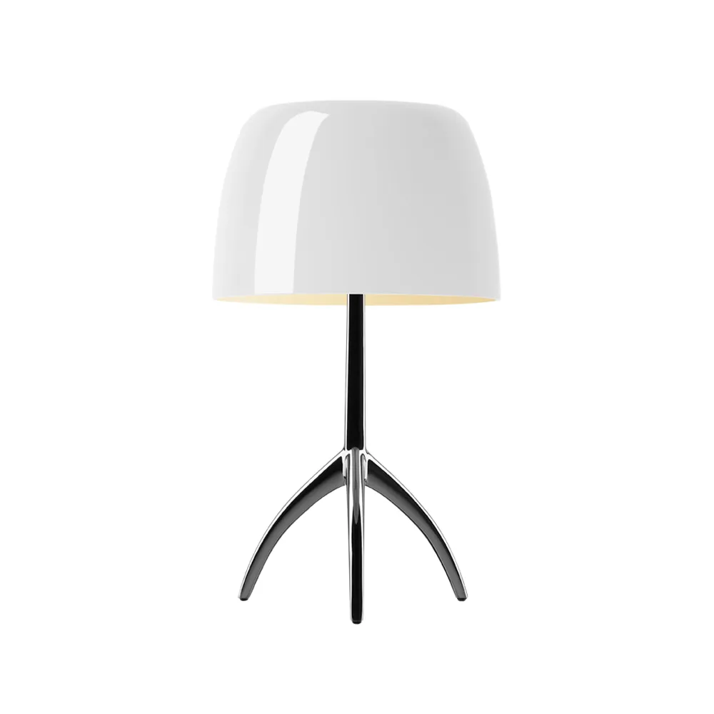 Lampada da tavolo Lumiere Grande Dimbar, bianco, cromo nero Foscarini