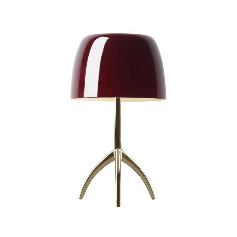 Lampada da tavolo Lumiere Grande Dimbar, rosso ciliegia, champagne Foscarini