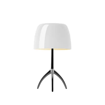 Lampada da tavolo Lumiere Piccola Dimbar - Paralume bianco base in cromo nero - Foscarini