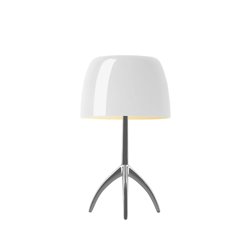 Lampada da tavolo Lumiere Piccola Dimbar, Paralume bianco–base in alluminio Foscarini