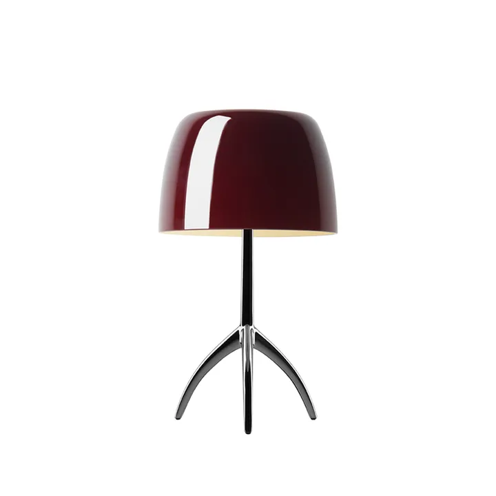 Lampada da tavolo Lumiere Piccola Dimbar - Paralume rosso ciliegia–base cromata nera - Foscarini