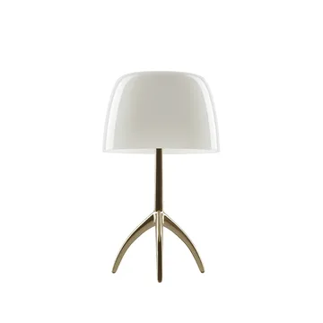 Lampada da tavolo Lumiere Piccola Dimbar - Schermo bianco caldo–base color champagne - Foscarini