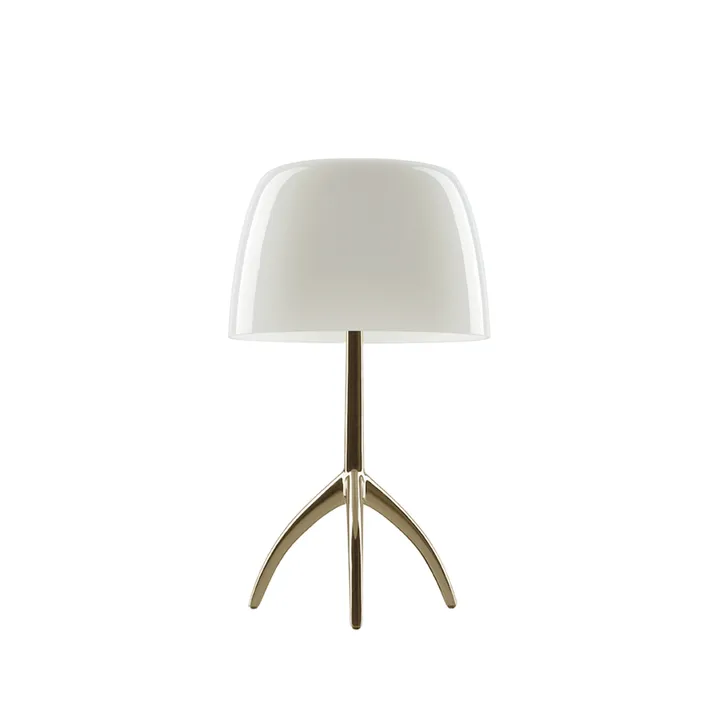 Lampada da tavolo Lumiere Piccola Dimbar - Schermo bianco caldo–base color champagne - Foscarini