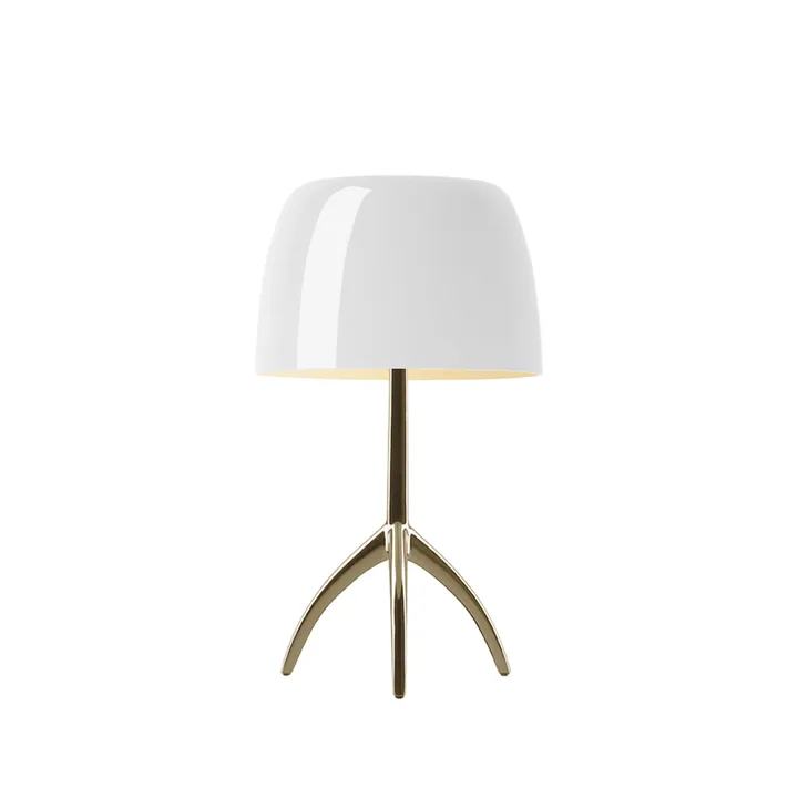 Lampada da tavolo Lumiere Piccola Dimbar - Schermo bianco–base color champagne - Foscarini