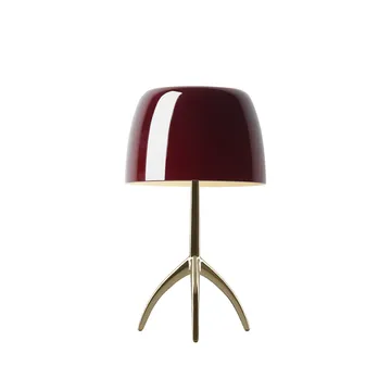 Lampada da tavolo Lumiere Piccola Dimbar - Schermo rosso ciliegia–base color champagne - Foscarini