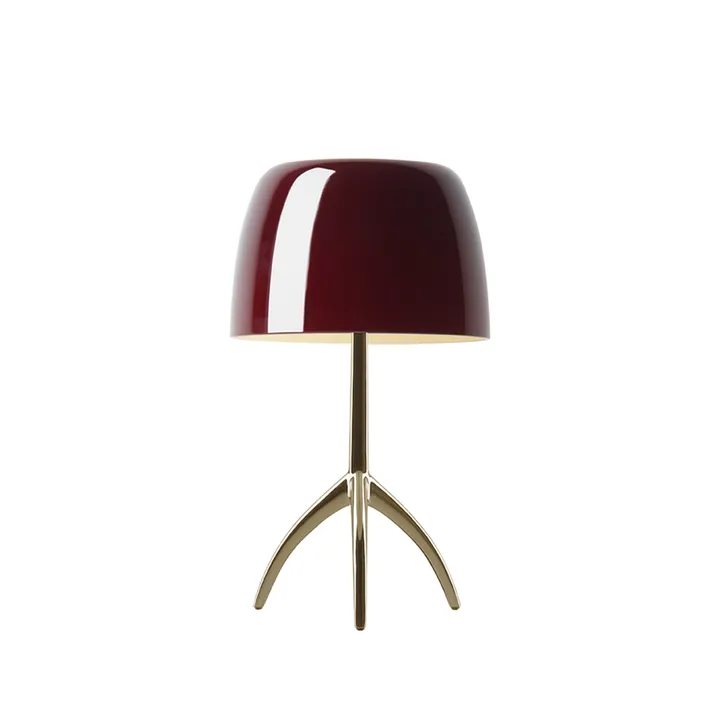 Lampada da tavolo Lumiere Piccola Dimbar - Schermo rosso ciliegia–base color champagne - Foscarini