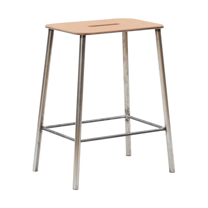 Adam pall - Raw steel-natural leather, H:50 cm - FRAMA