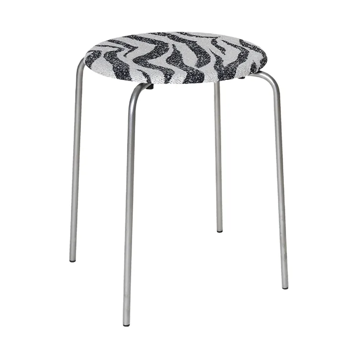 Petit Rond rund pall - Acciaio inossidabile-tessuto Zebra - FRAMA