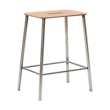 Sgabello Adam - Raw steel-natural leather, H:50 cm - FRAMA