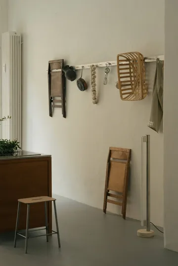 Sgabello Adam - Raw steel-natural leather, H:65 cm - FRAMA