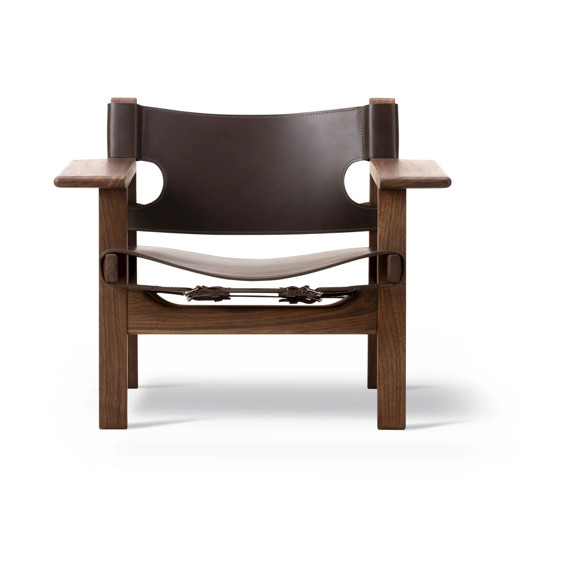 Poltrona Den spanske stol , Pelle marrone scuro-noce oliato Fredericia Furniture
