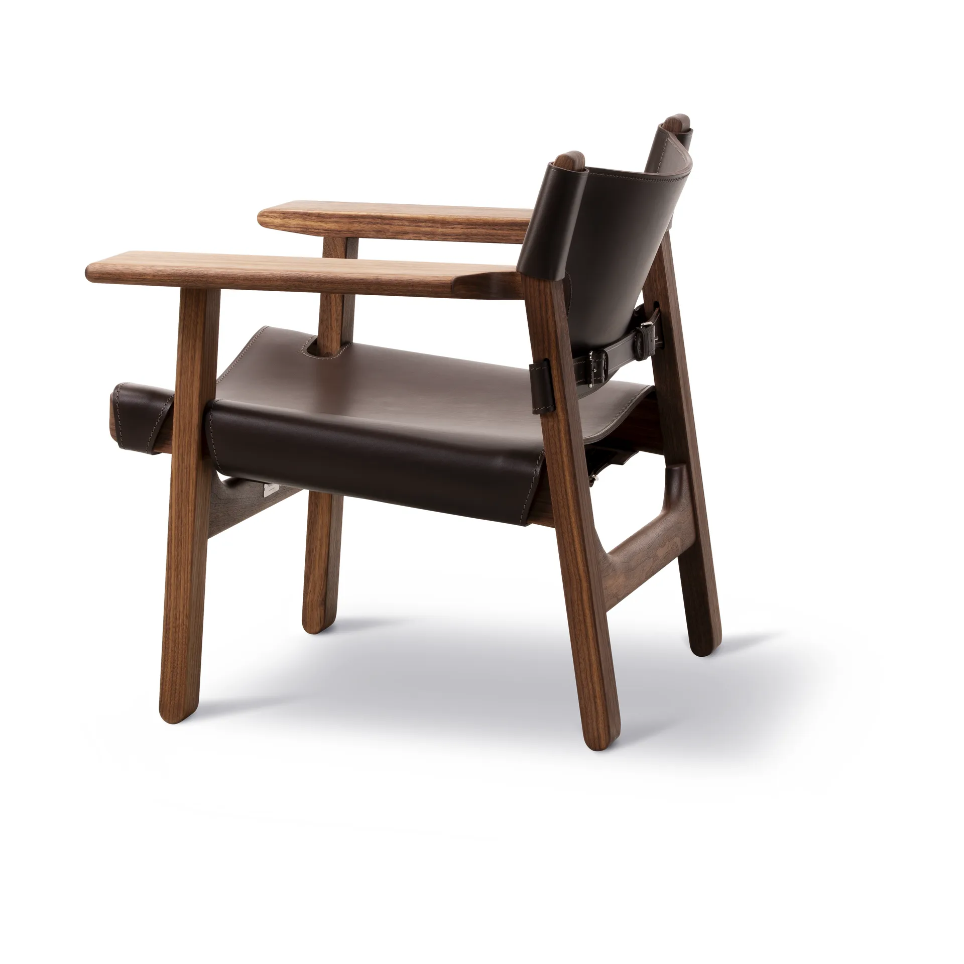Poltrona Den spanske stol , Pelle marrone scuro-noce oliato Fredericia Furniture