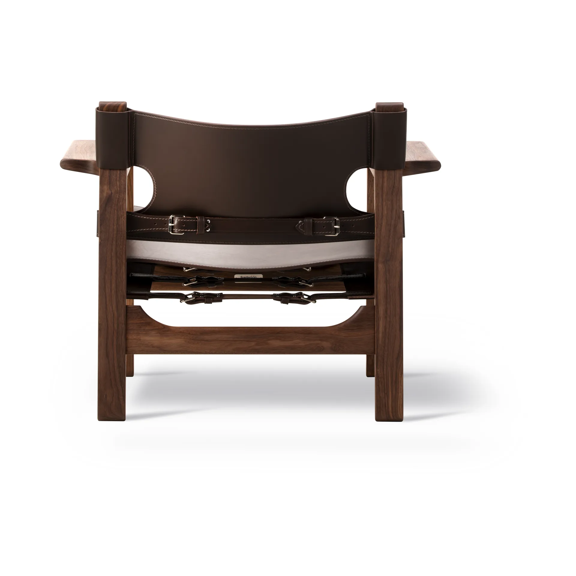 Poltrona Den spanske stol , Pelle marrone scuro-noce oliato Fredericia Furniture