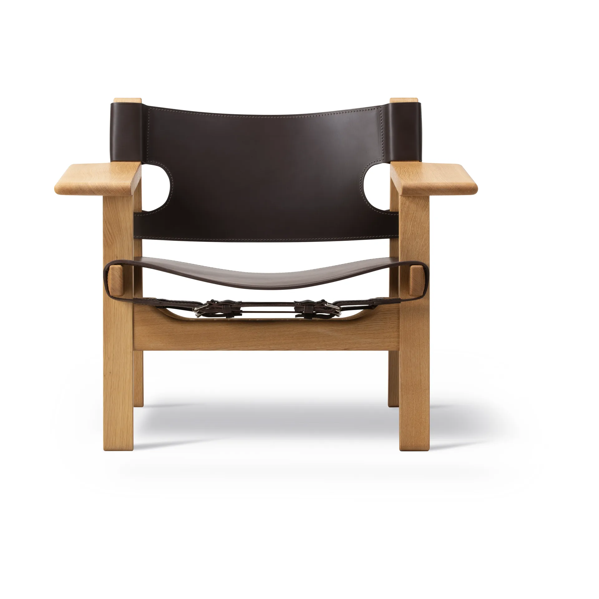 Poltrona Den spanske stol , Pelle marrone scuro-rovere oliato Fredericia Furniture