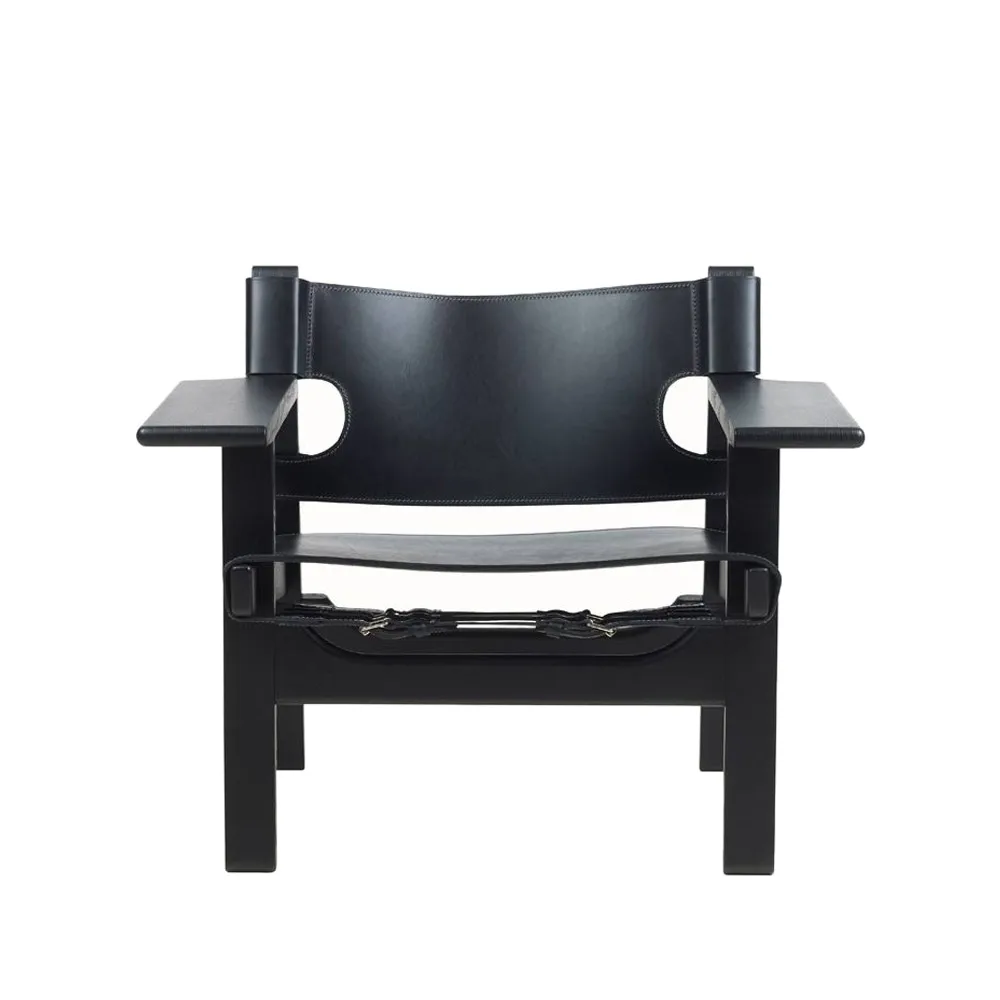 Poltrona Den spanske stol , Pelle nero-rovere verniciato nero Fredericia Furniture