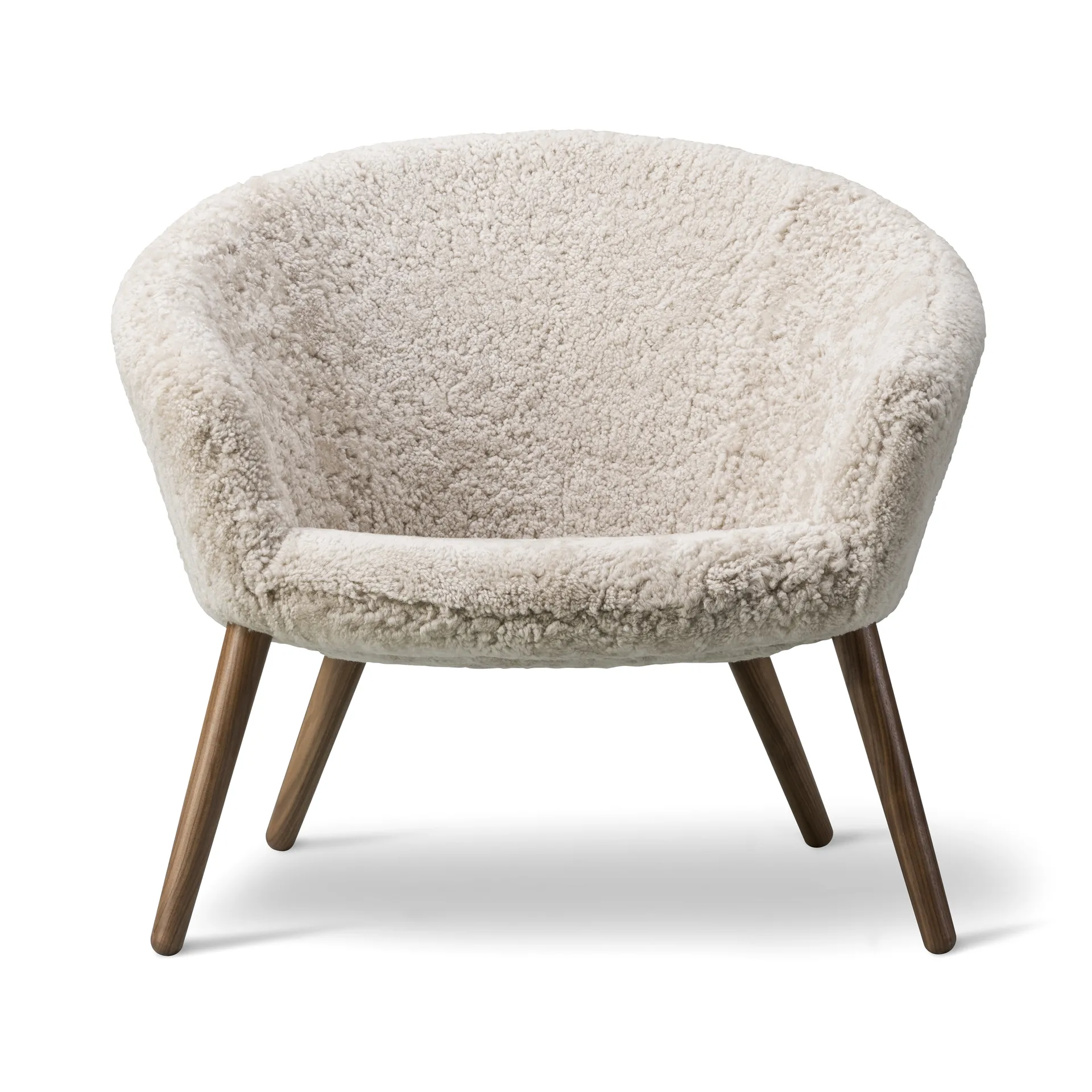 Poltrona lounge Ditzel in pelle di pecora, Moonlight-noce Fredericia Furniture