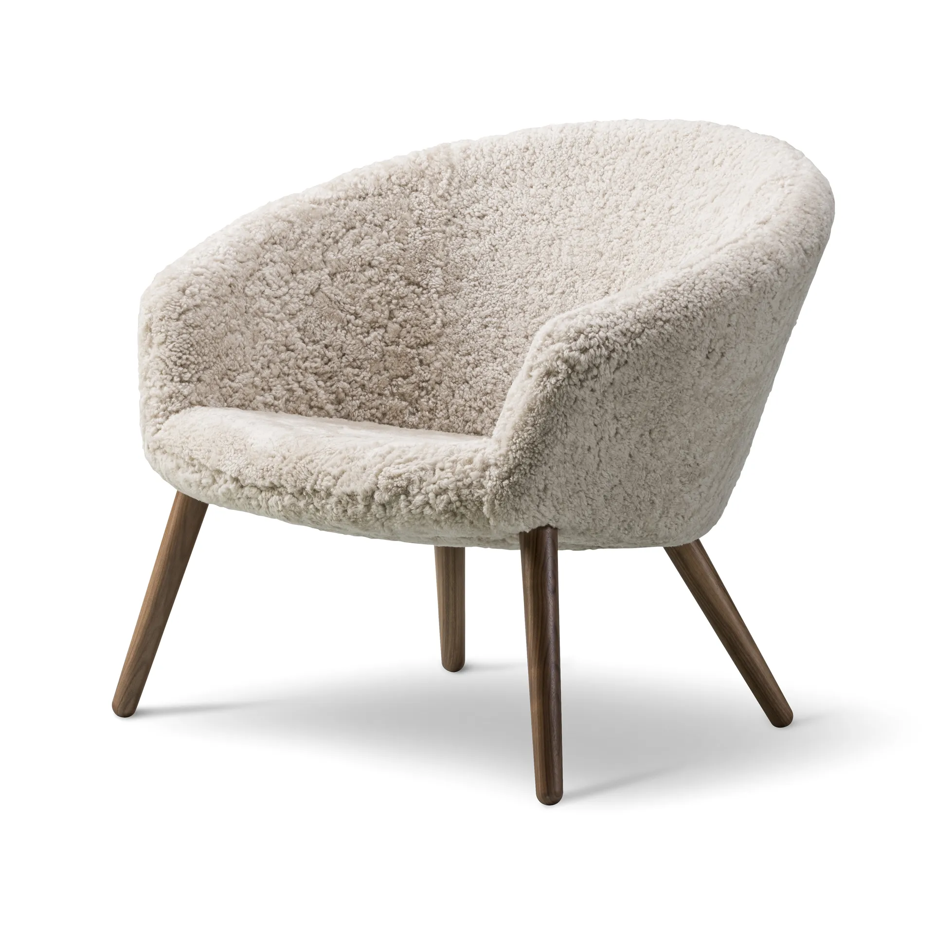 Poltrona lounge Ditzel in pelle di pecora, Moonlight-noce Fredericia Furniture