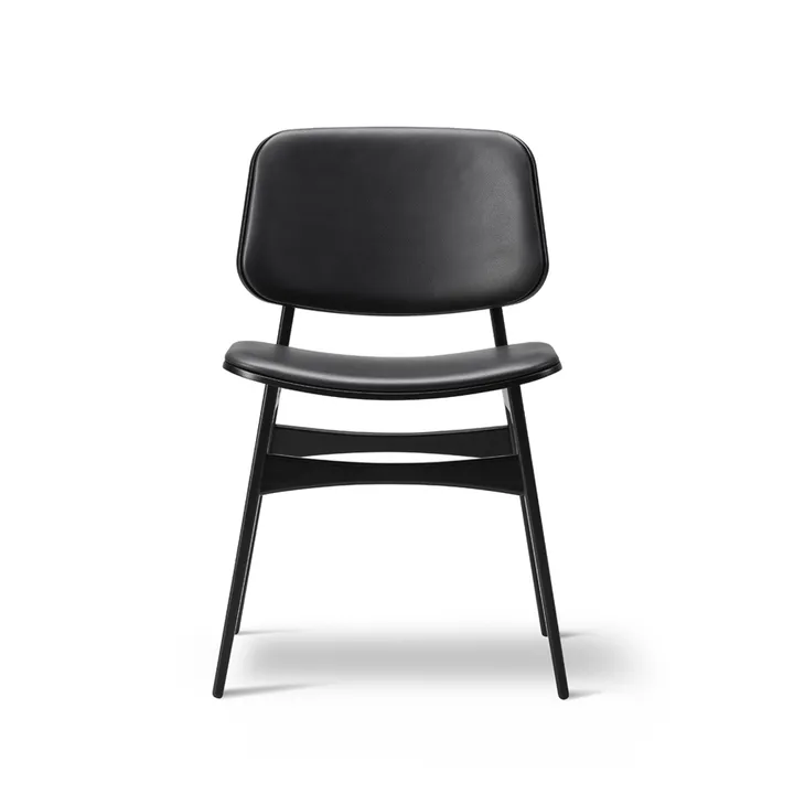 Søborg 3052 base in legno sedia completamente imbottita - Pelle Omni 301 nero gambe in legno laccato nero - Fredericia Furniture