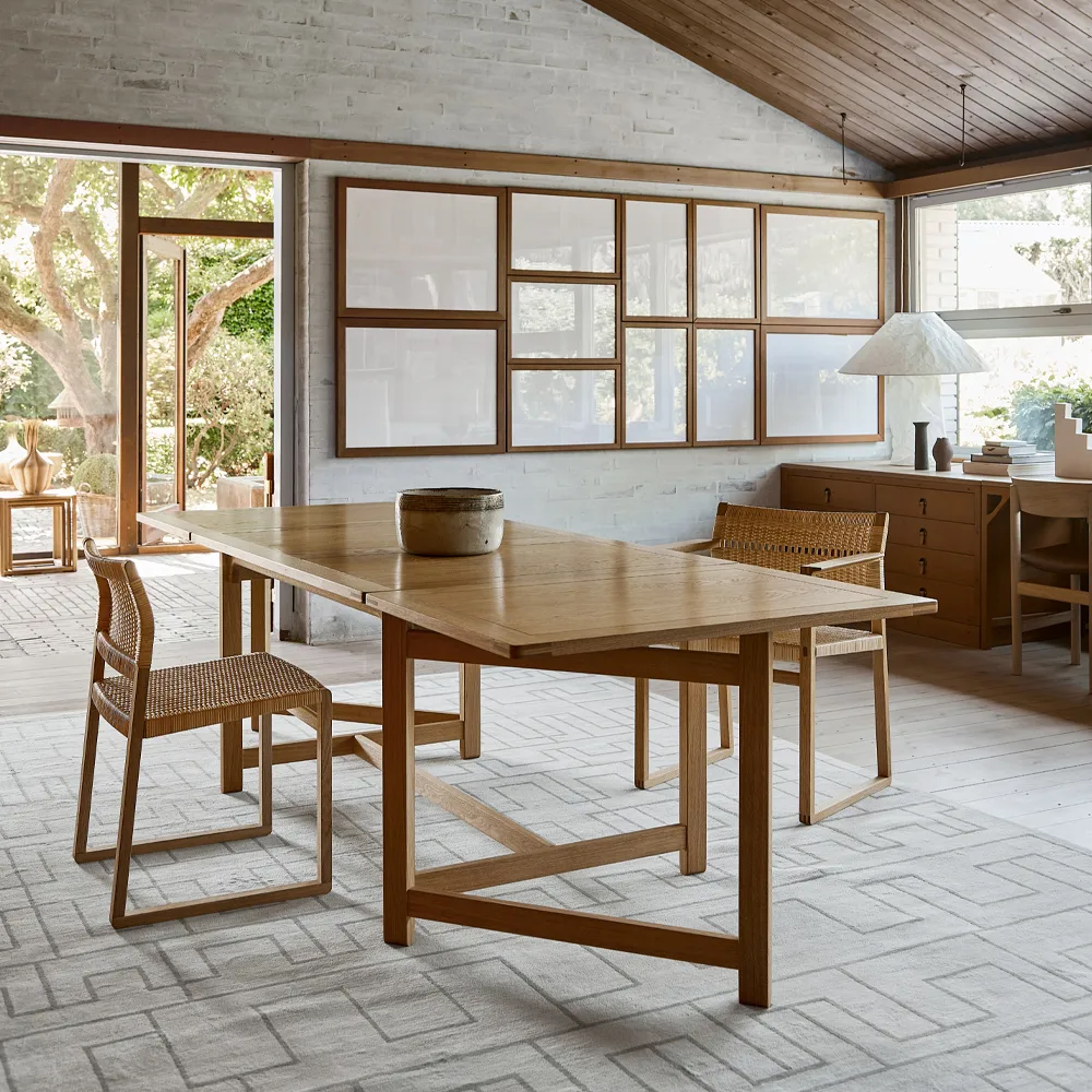 Sedia BM61, Sgabello in quercia naturale laccata intrecciata Fredericia Furniture