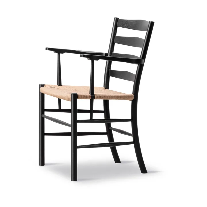 Sedia con braccioli Klint  - Natural intrecciato-rovere laccato nero - Fredericia Furniture