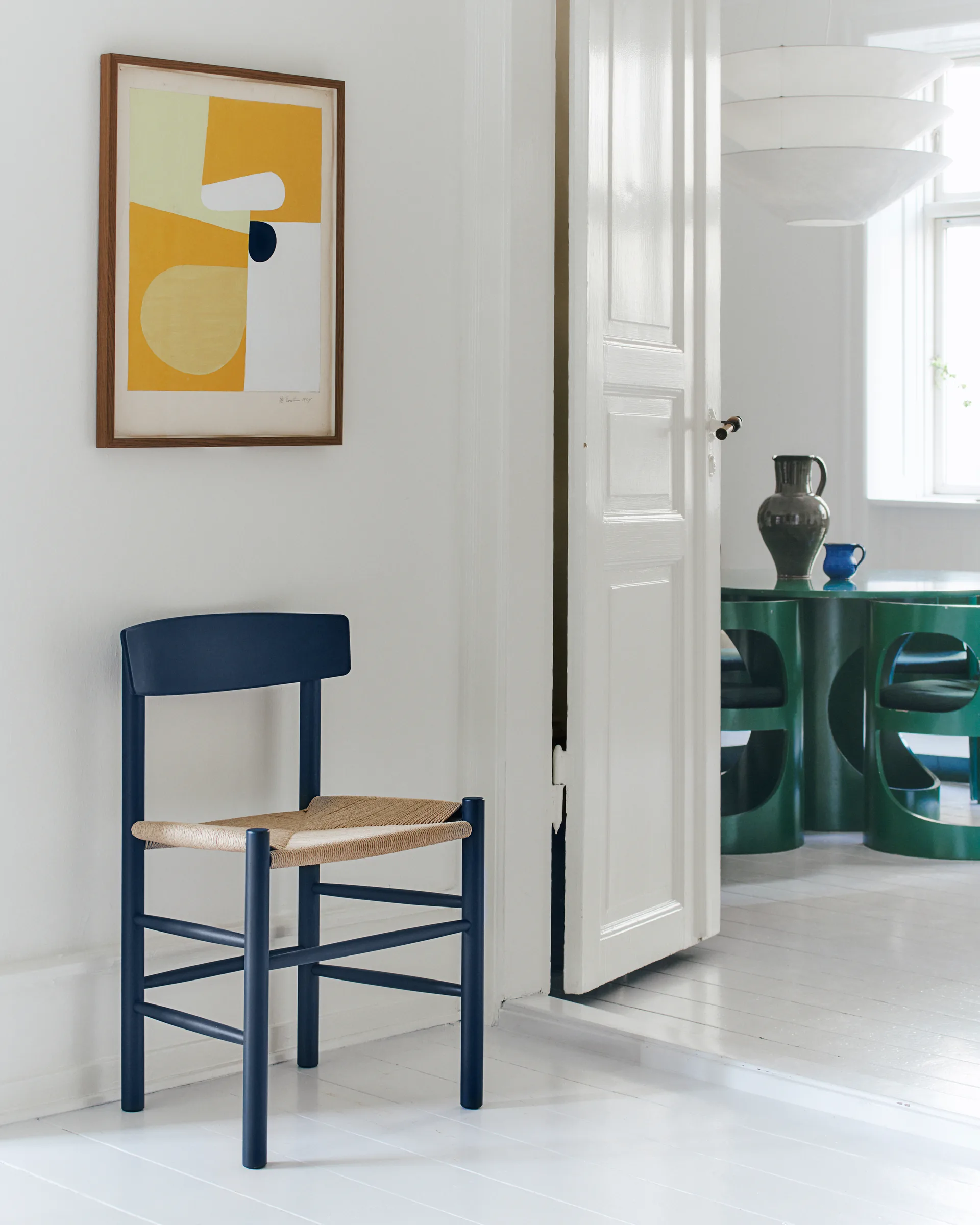 Sedia J39, Blu indigo intreccio naturale Fredericia Furniture