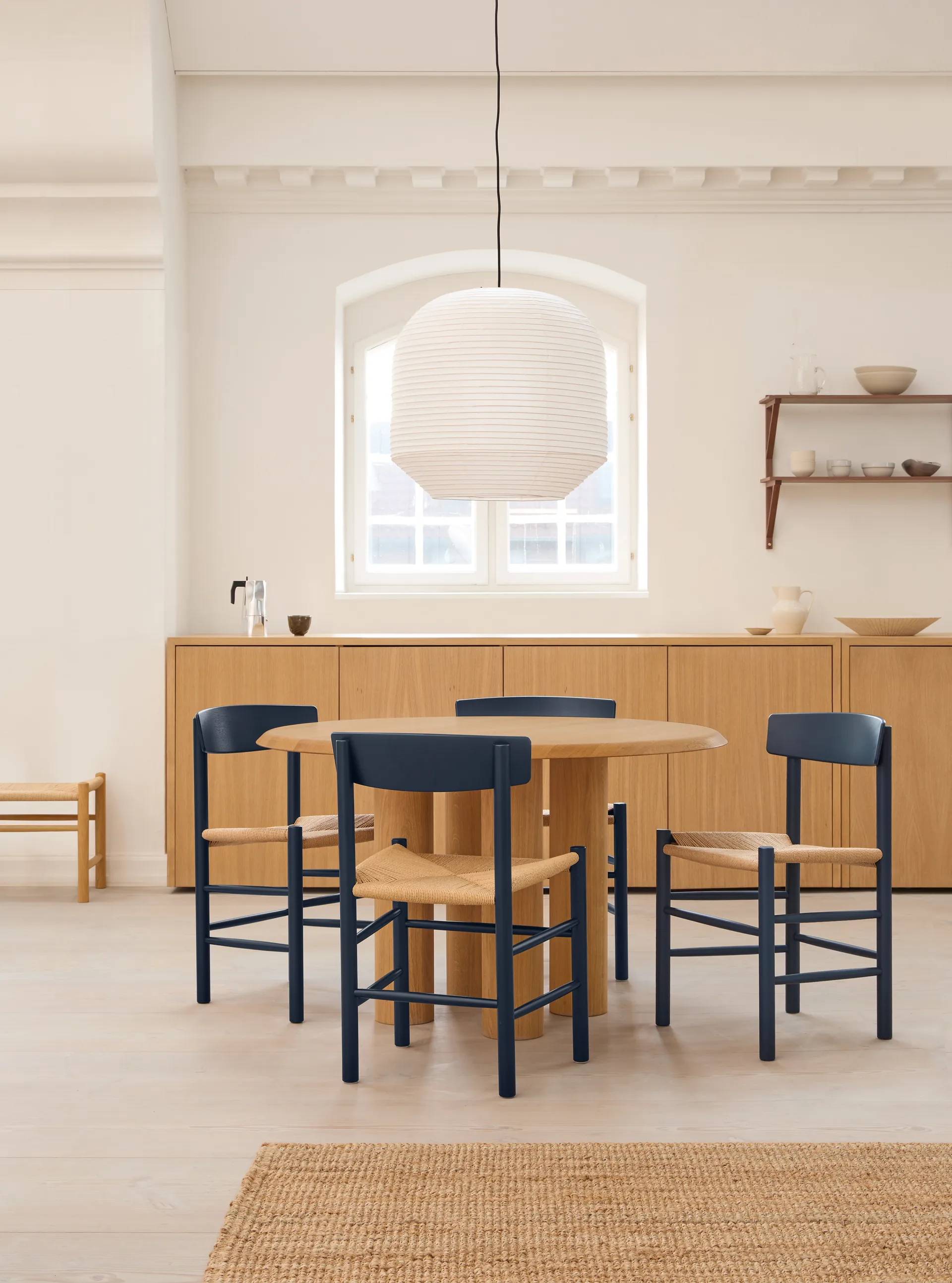 Sedia J39, Blu indigo intreccio naturale Fredericia Furniture