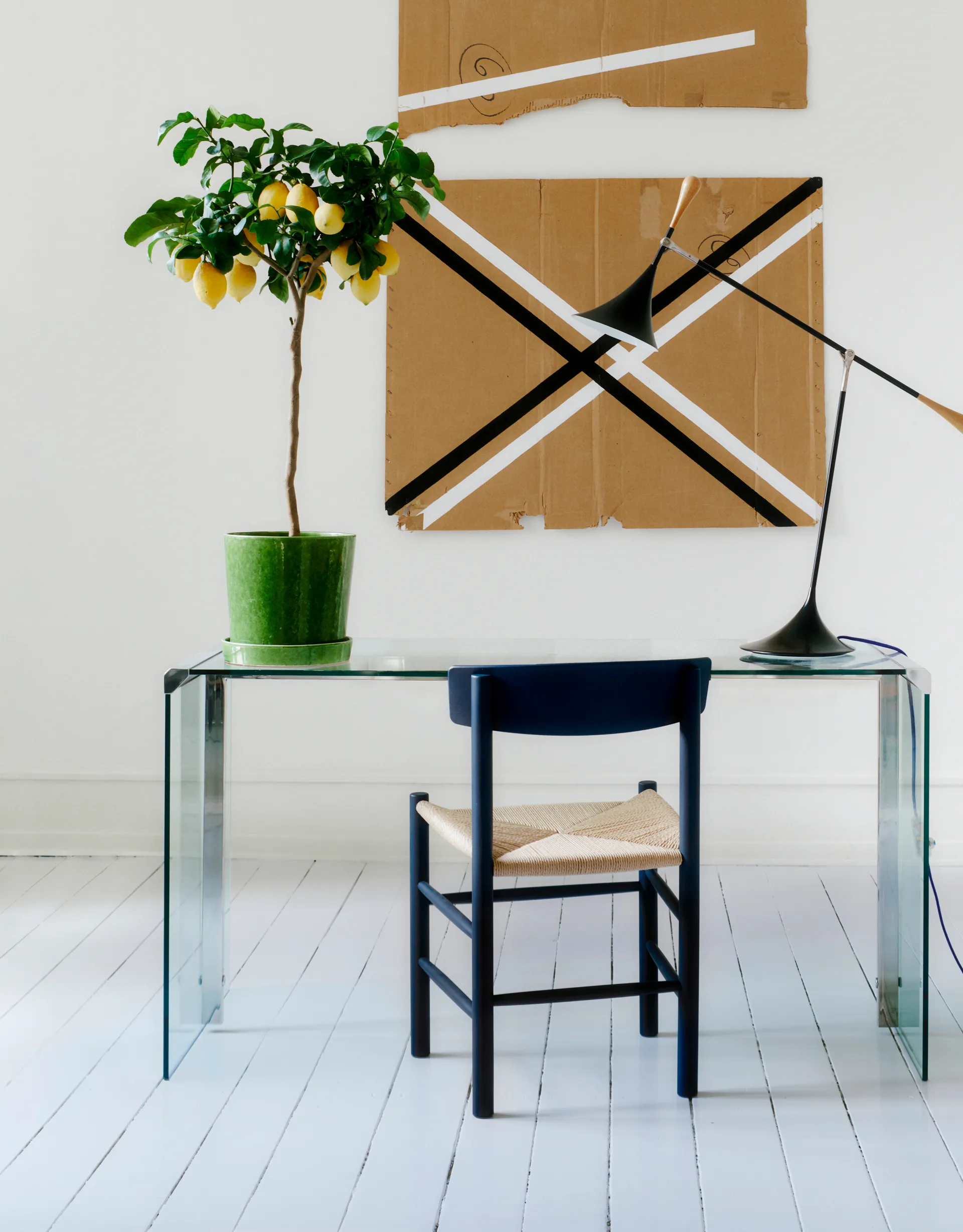 Sedia J39, Blu indigo intreccio naturale Fredericia Furniture