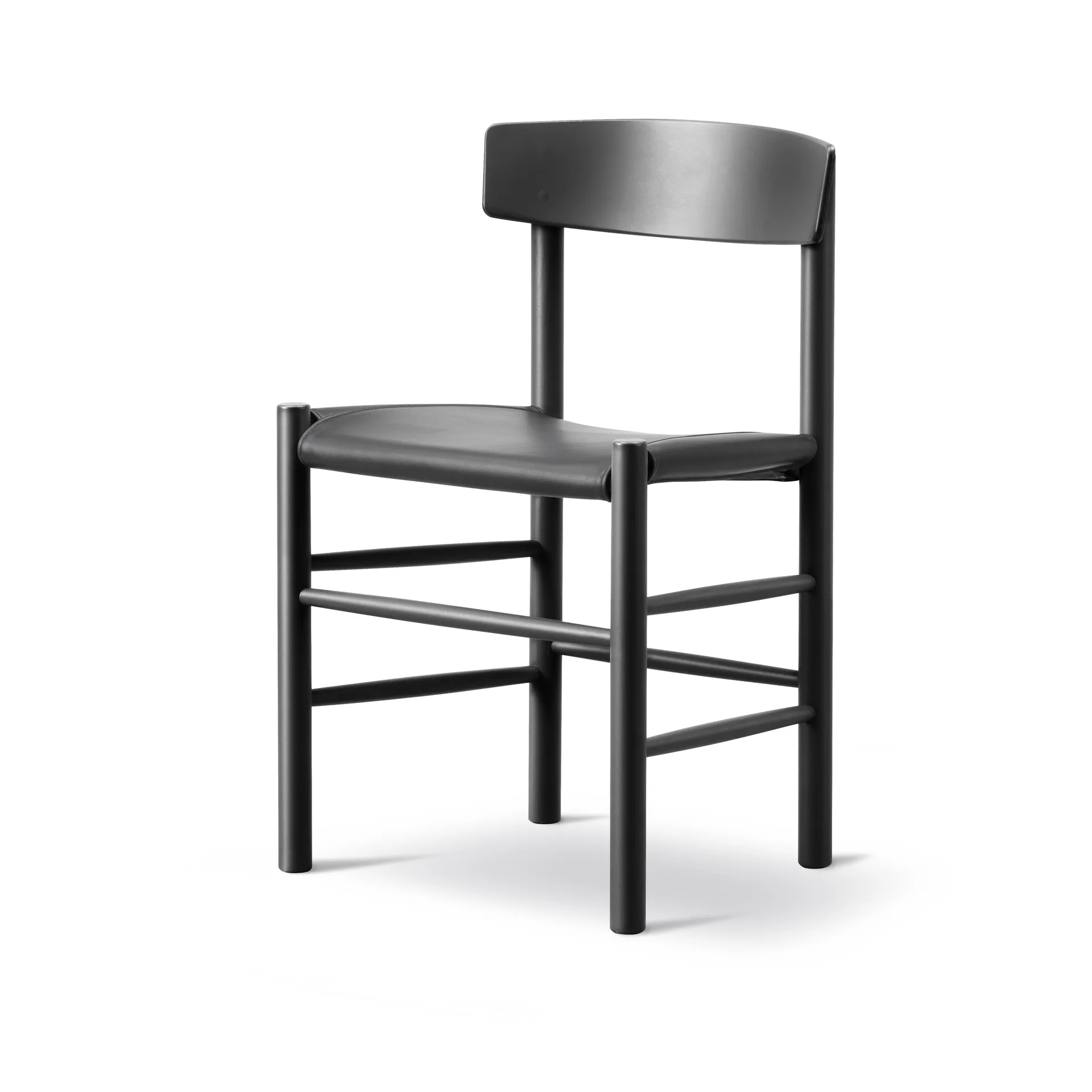 Sedia J39, Faggio laccato nero pelle Omni 301 nero Fredericia Furniture