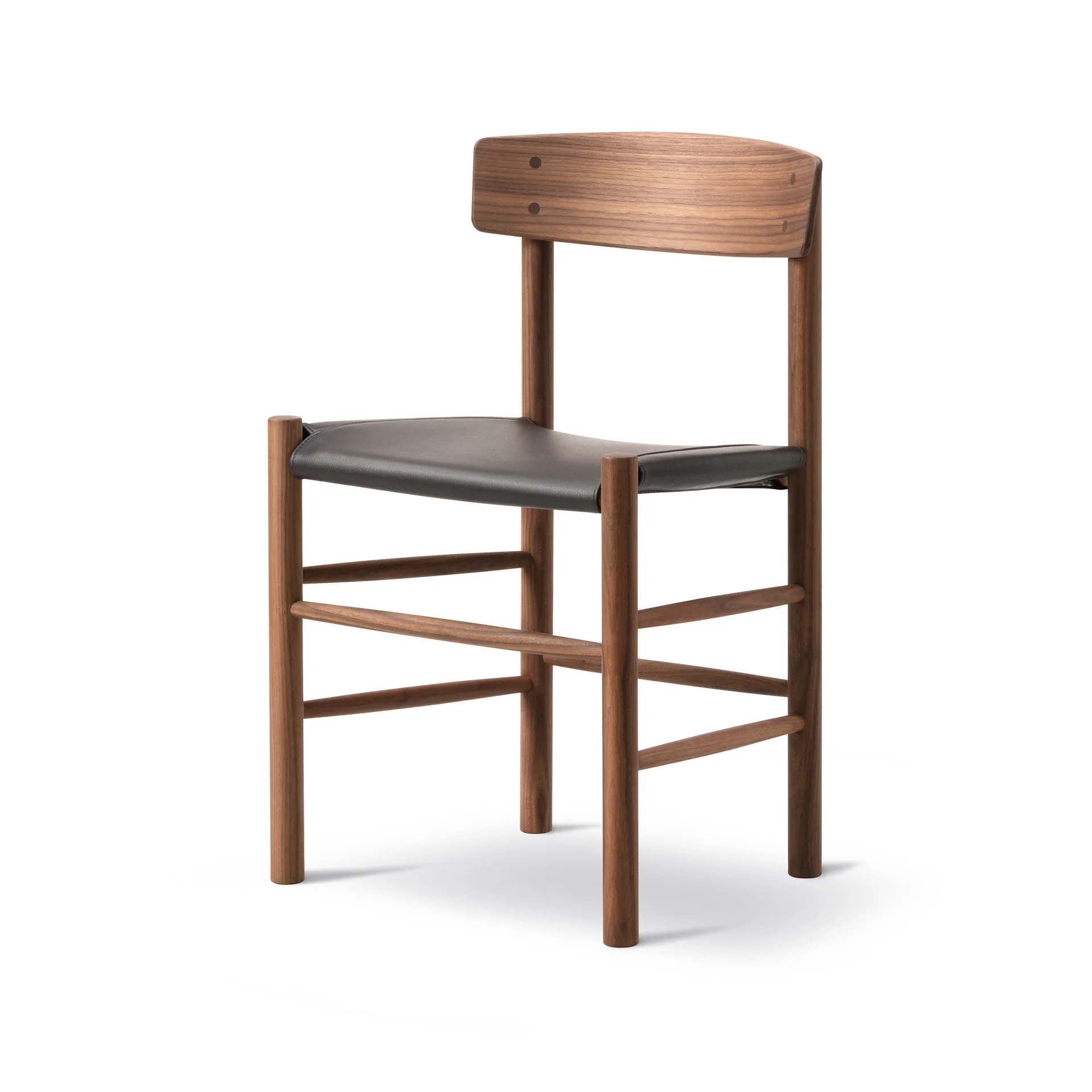 Sedia J39, Noce oliato pelle Omni 377 marrone scuro Fredericia Furniture