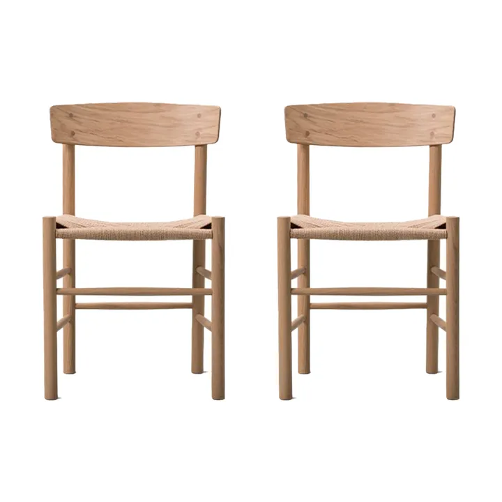 Sedia J39, Rovere chiaro oliato-intreccio naturale, confezione da 2 - Fredericia Furniture