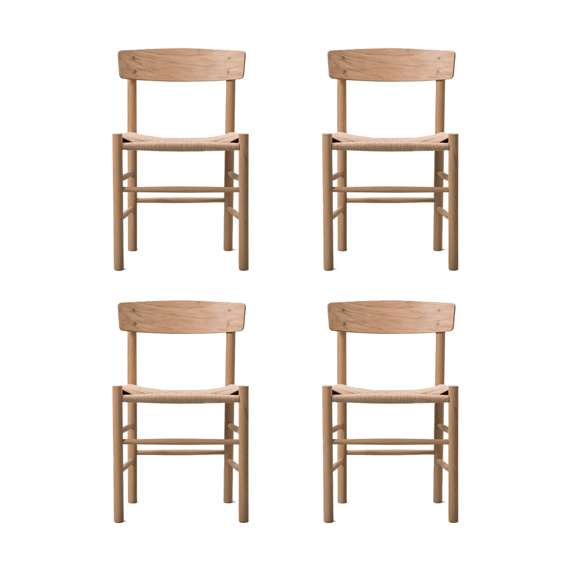 Sedia J39, Rovere chiaro oliato-intreccio naturale, confezione da 4,  Fredericia Furniture