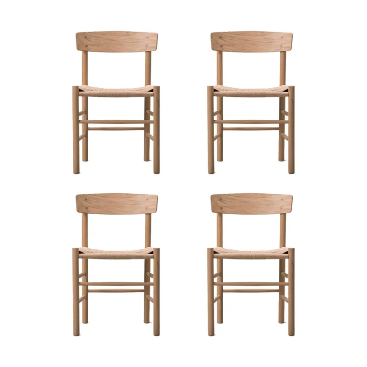 Sedia J39, Rovere chiaro oliato-intreccio naturale, confezione da 4 - Fredericia Furniture