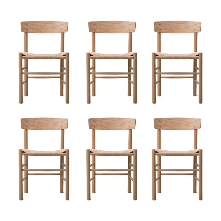 Sedia J39, Rovere chiaro oliato-intreccio naturale, confezione da 6 - Fredericia Furniture