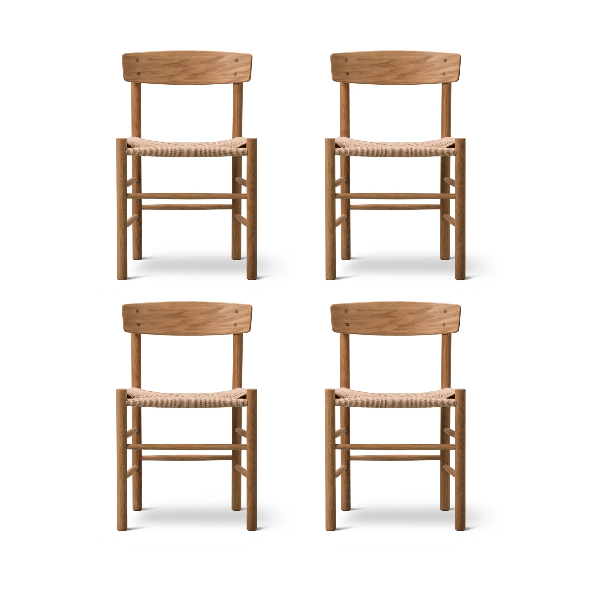 Sedia J39, Rovere oliato-intrecciato naturale, confezione da 4,  Fredericia Furniture