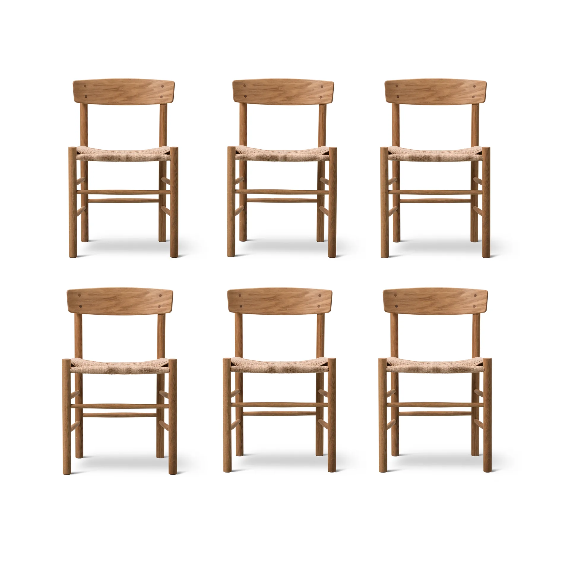 Sedia J39, Rovere oliato-intrecciato naturale, confezione da 6,  Fredericia Furniture