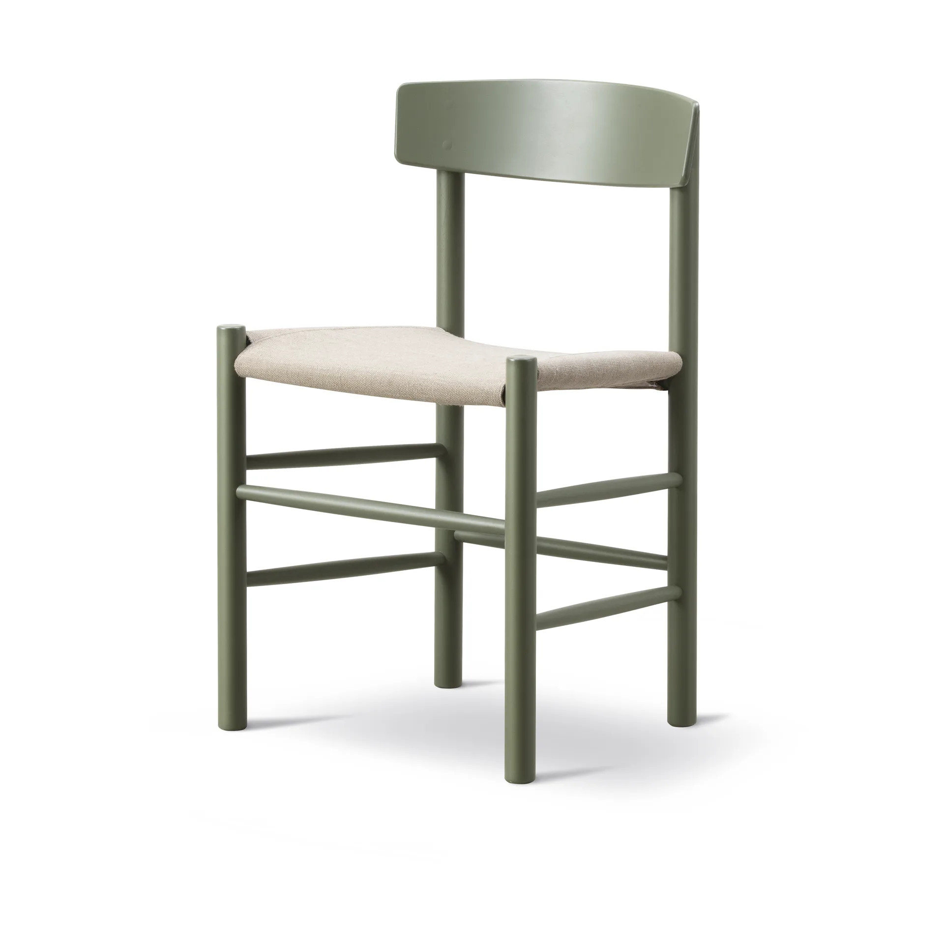 Sedia J39, Verde kaki – tela naturale Fredericia Furniture
